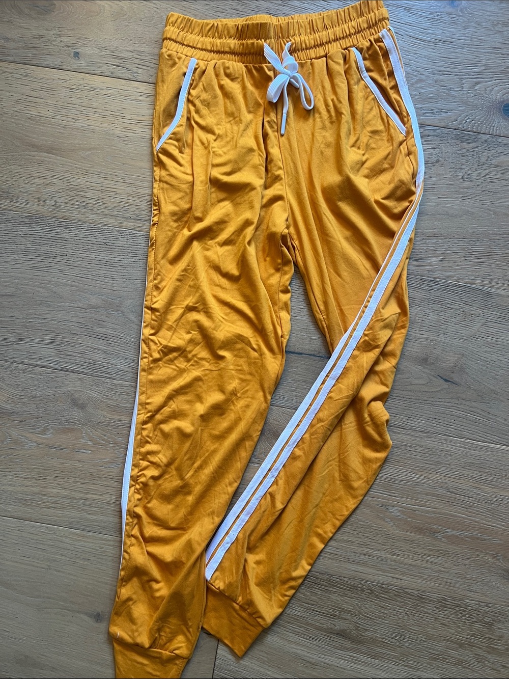 Always Golden Yellow Track Joggers with White Side Stripes